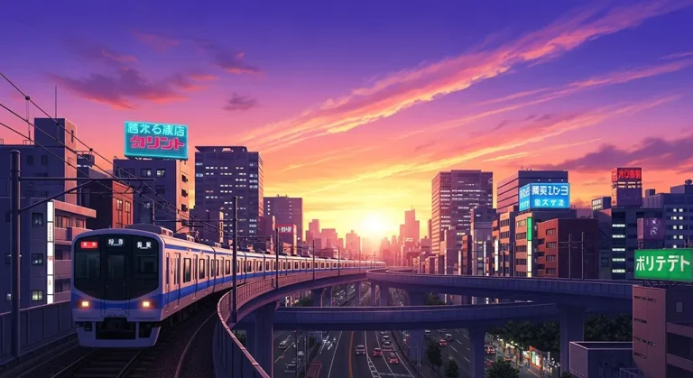 Anime train aesthetic wallpaper in 4K ultra HD for laptop and desktop screens