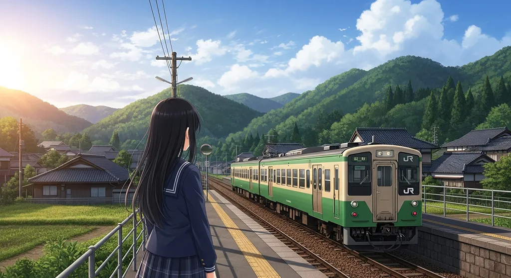 Anime train aesthetic wallpaper in 4K ultra HD for laptop and desktop screens