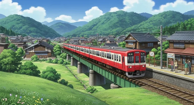 Anime train 4K wallpaper for desktop PC and laptop, Japanese railway background