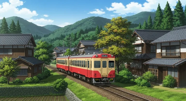 Anime train 4K wallpaper for desktop PC and laptop, Japanese railway background