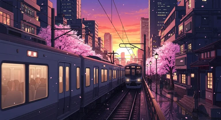 Cool anime train 4K wallpaper design for laptops and desktop PCs