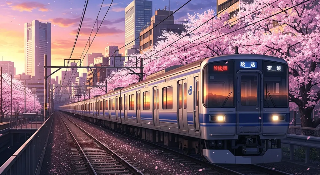 High-quality anime train 4K wallpaper image for desktop monitor backgrounds