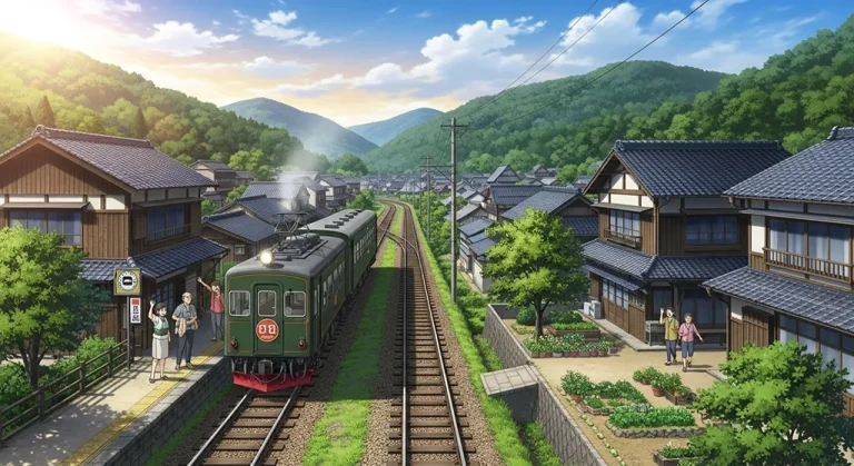 Anime train aesthetic wallpaper for laptop and desktop in 4K resolution
