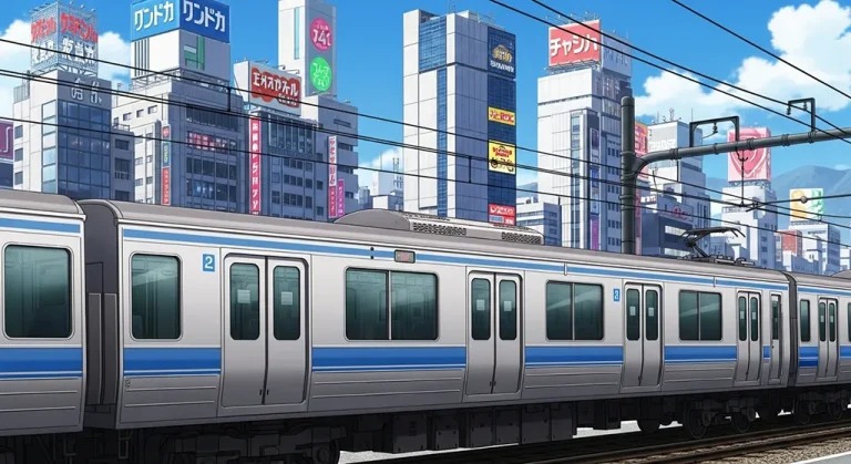 Cool Japanese anime train HD wallpaper in 4K for laptop and desktop screens