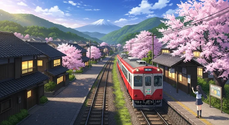 Japanese anime train ultra HD wallpaper for desktop and notebook screens