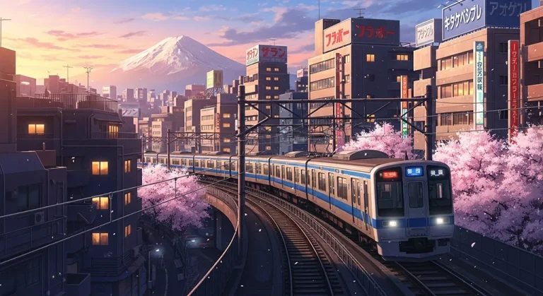Anime train aesthetic wallpaper for laptop and desktop in 4K resolution