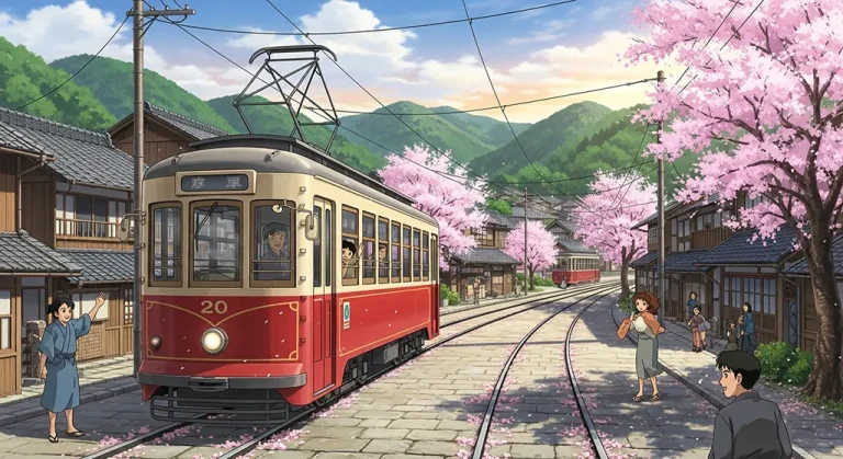 Japanese anime train wallpaper in 4K for desktop PC and widescreen laptops