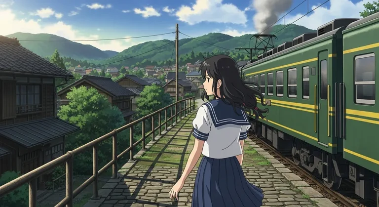 Scenic anime train HD wallpaper in 4K resolution for computer and notebook screens