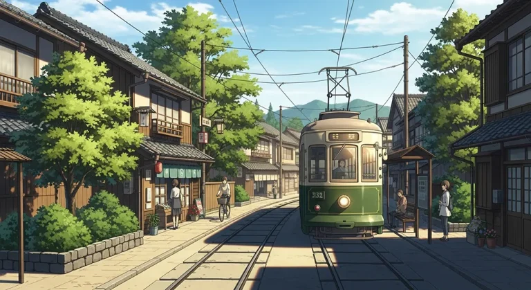 Anime train stylish ultra HD 4K background wallpaper for desktops and PCs