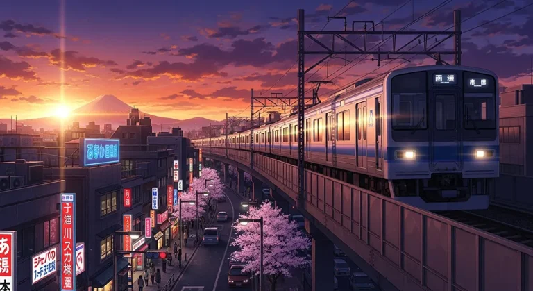 Anime train aesthetic wallpaper for laptop and desktop in 4K resolution