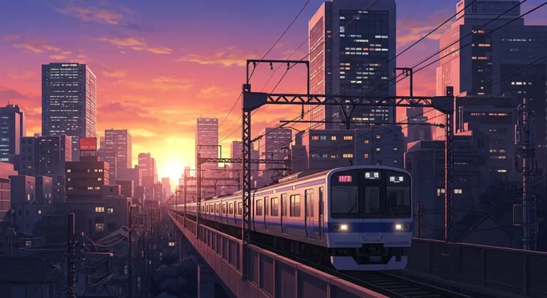 Anime train 4K HD wallpaper image for widescreen desktop PCs and laptops