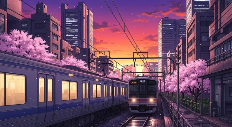 Anime train detailed 4K desktop wallpaper, high-resolution background image