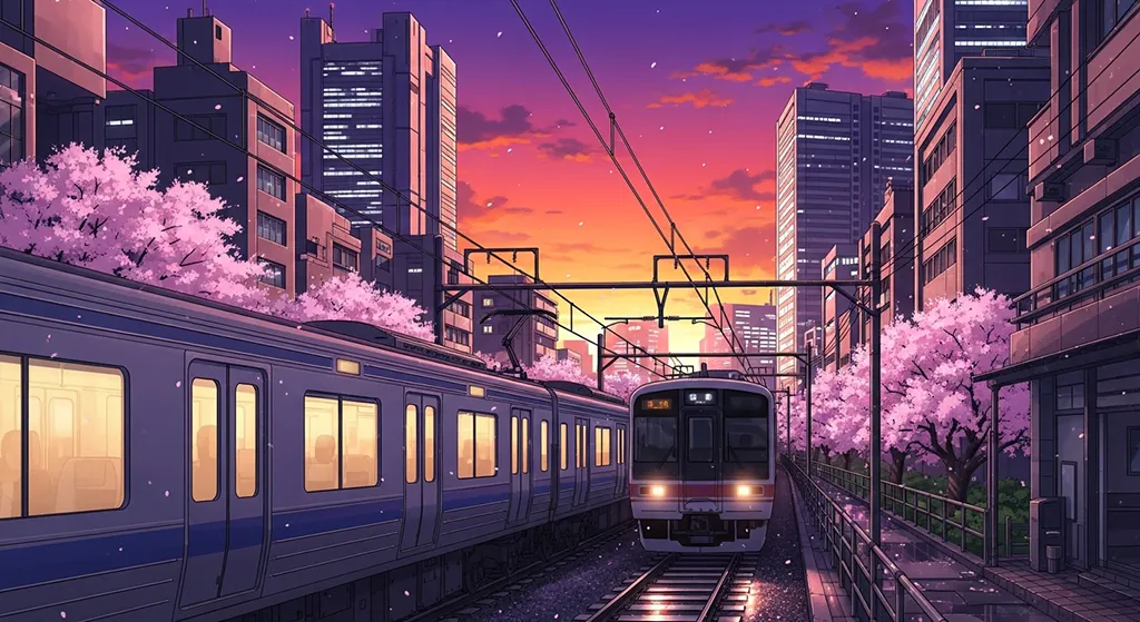 Anime train detailed 4K desktop wallpaper, high-resolution background image