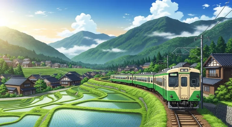 Anime train aesthetic wallpaper for laptop and desktop in 4K resolution