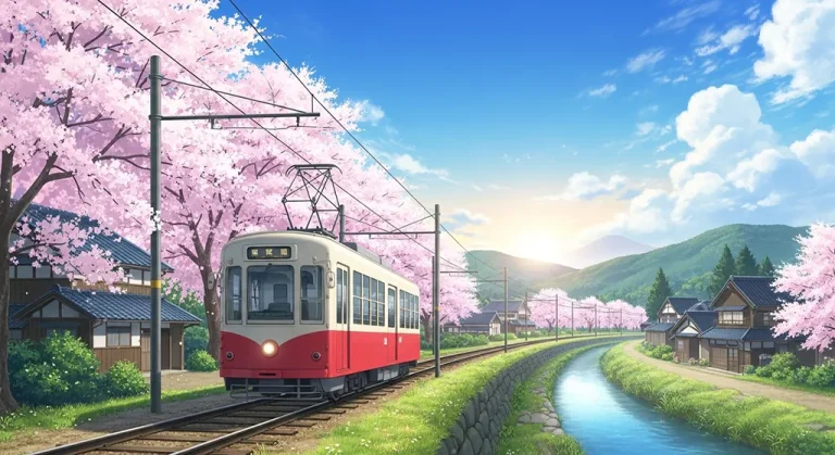 Anime train 4K wallpaper for desktop PC and laptop, Japanese railway background