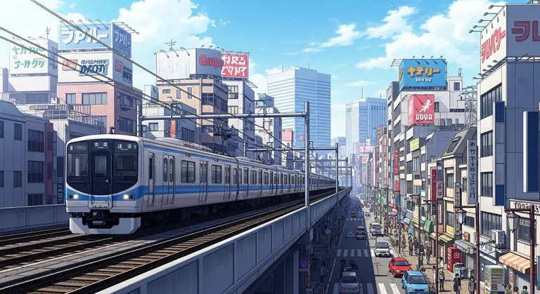 Anime train aesthetic wallpaper for laptop and desktop in 4K resolution