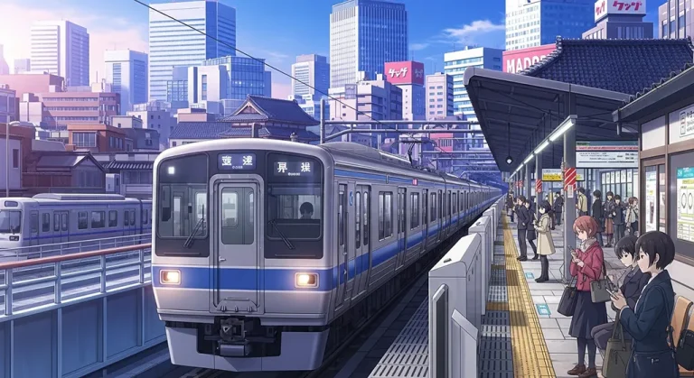 Anime train 4K wallpaper for desktop PC and laptop, Japanese railway background