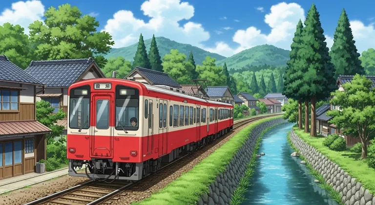 Japanese anime train wallpaper in 4K for desktop PC and widescreen laptops