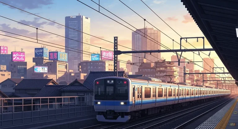 Aesthetic anime train ultra HD 4K wallpaper background for laptop display