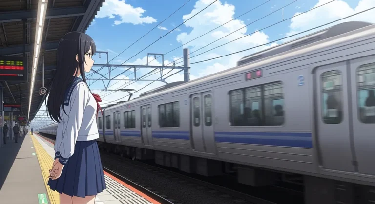 Anime train aesthetic wallpaper in 4K ultra HD for laptop and desktop screens