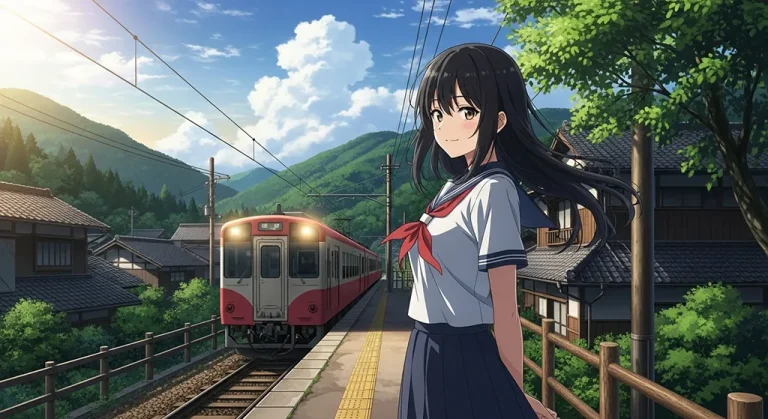 Japanese anime-inspired train wallpaper in 4K for PC and laptop monitors
