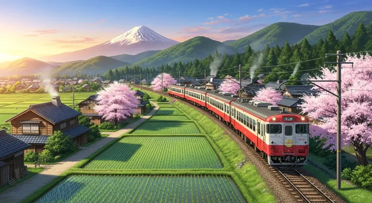 Anime train aesthetic wallpaper in 4K ultra HD for laptop and desktop screens
