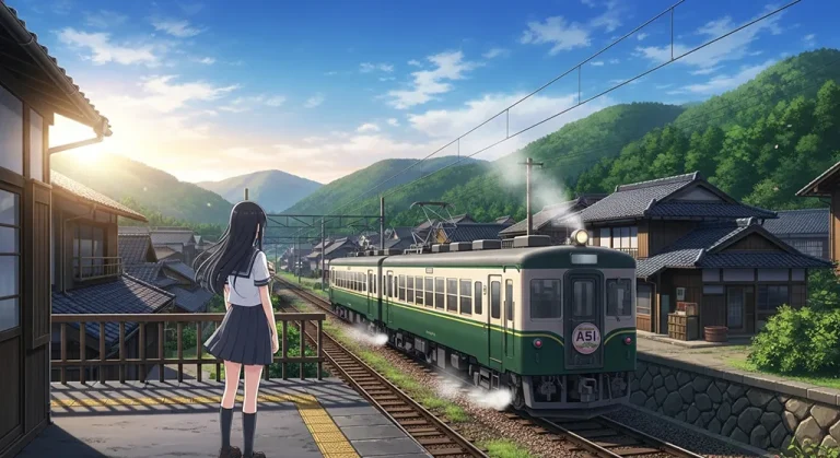 Anime train 4K HD wallpaper image for widescreen desktop PCs and laptops