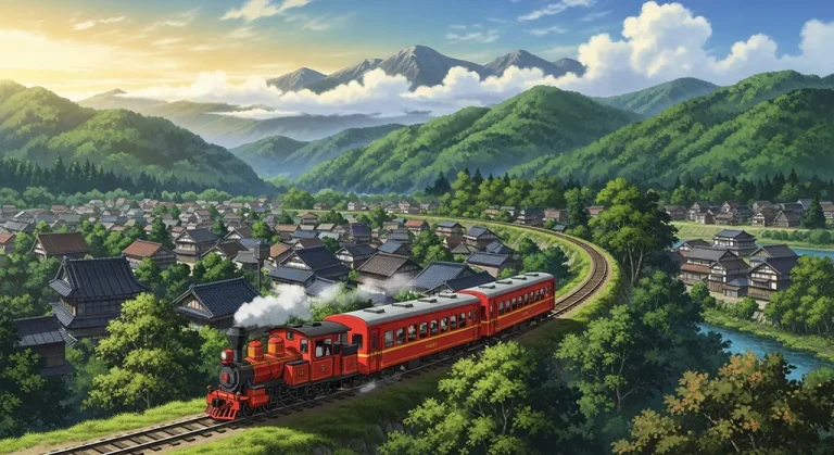 Japanese anime-inspired train wallpaper in 4K for PC and laptop monitors