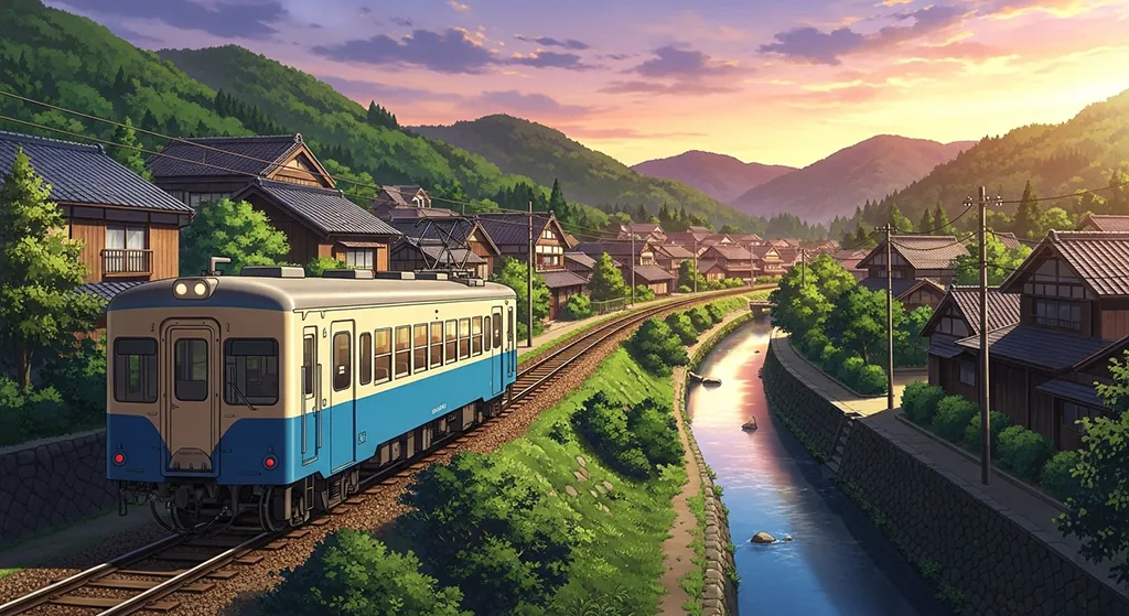 Anime train stylish ultra HD 4K background wallpaper for desktops and PCs