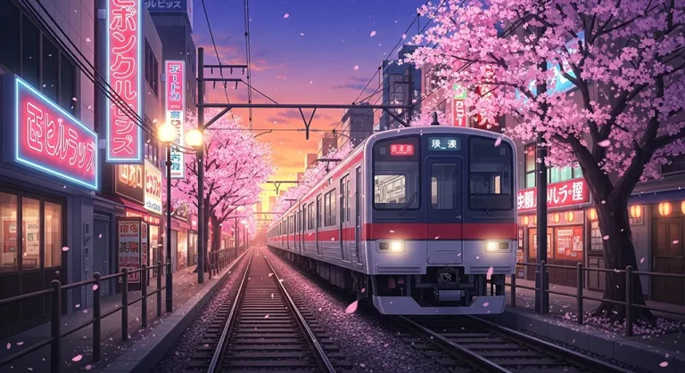 Anime train stylish 4K desktop wallpaper for laptop background display