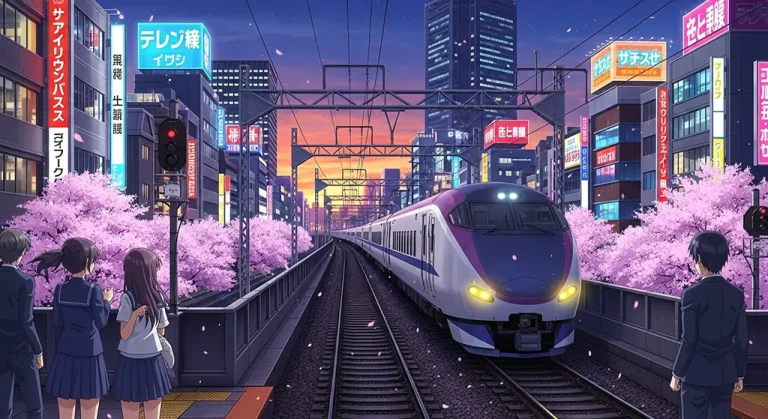 Anime train stylish 4K desktop wallpaper for laptop background display
