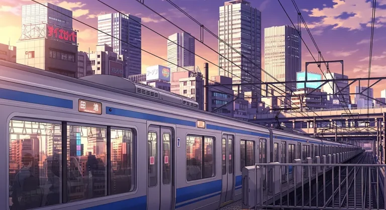 Cool anime train 4K wallpaper design for laptops and desktop PCs