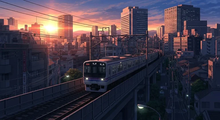 Japanese anime train wallpaper in 4K for desktop PC and widescreen laptops