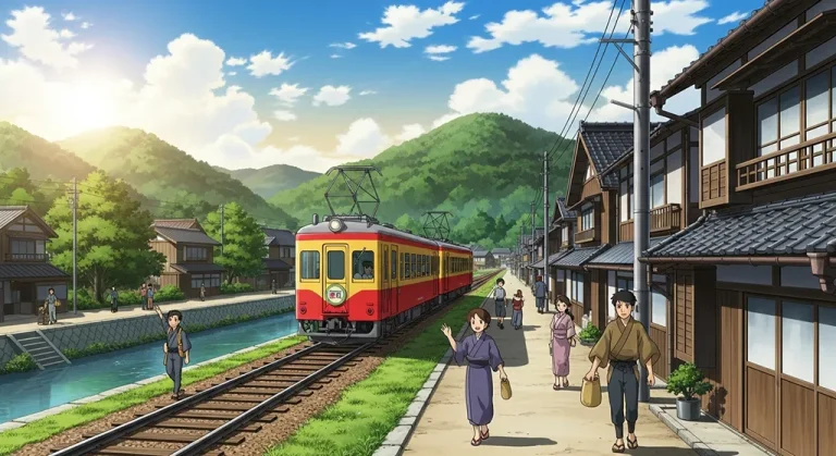 Aesthetic anime train ultra HD 4K wallpaper background for laptop display
