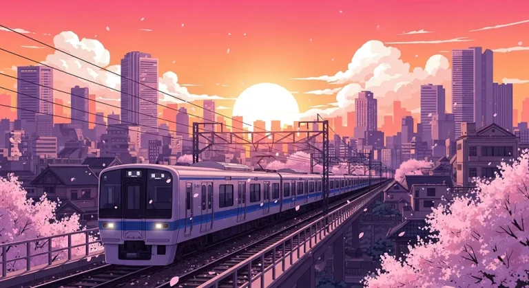 Anime train stylish 4K desktop wallpaper for laptop background display