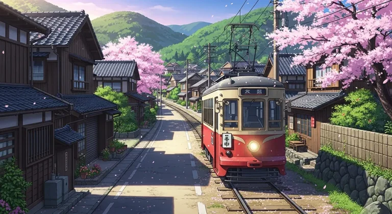 Anime train 4K wallpaper for computer monitor and laptop background display