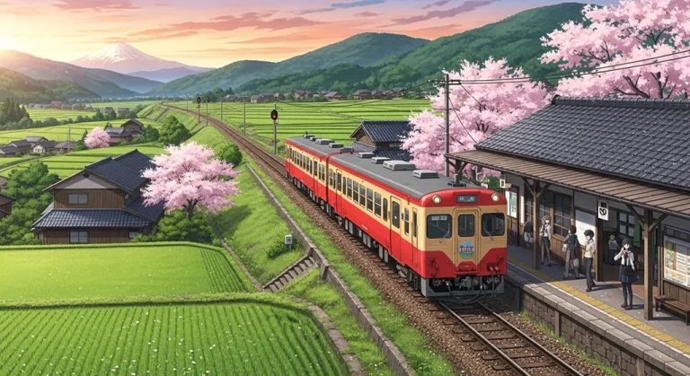 Anime train aesthetic wallpaper in 4K ultra HD for laptop and desktop screens