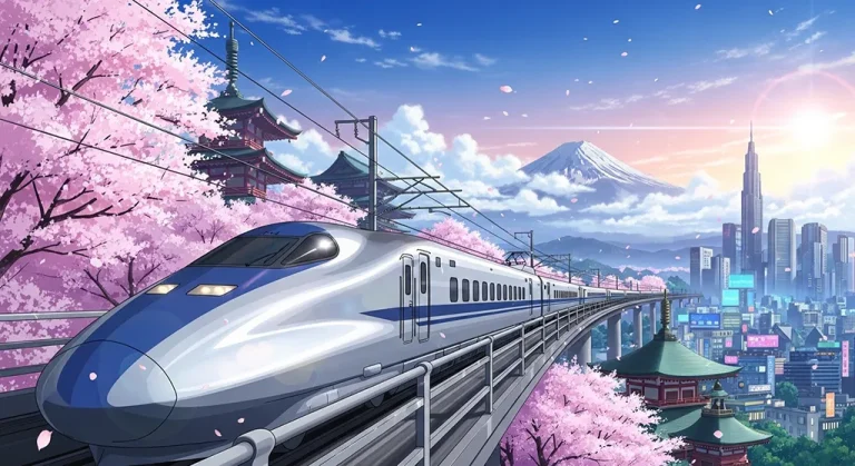 Japanese anime-inspired train wallpaper in 4K for PC and laptop monitors