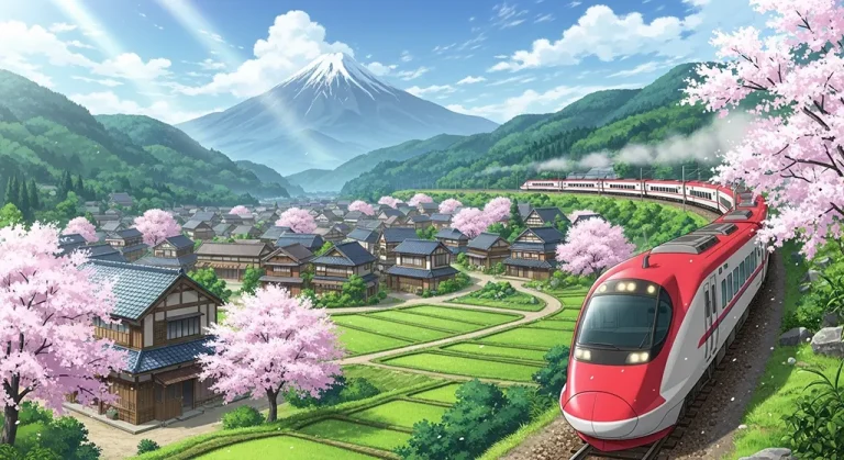 Anime train 4K wallpaper for desktop PC and laptop, Japanese railway background