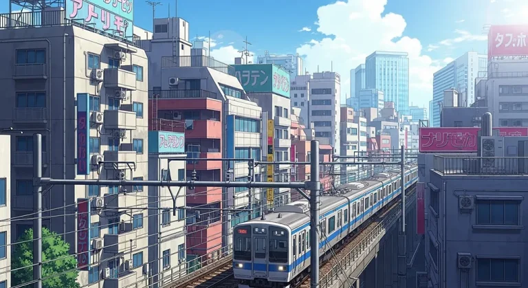 Anime train stylish ultra HD 4K background wallpaper for desktops and PCs