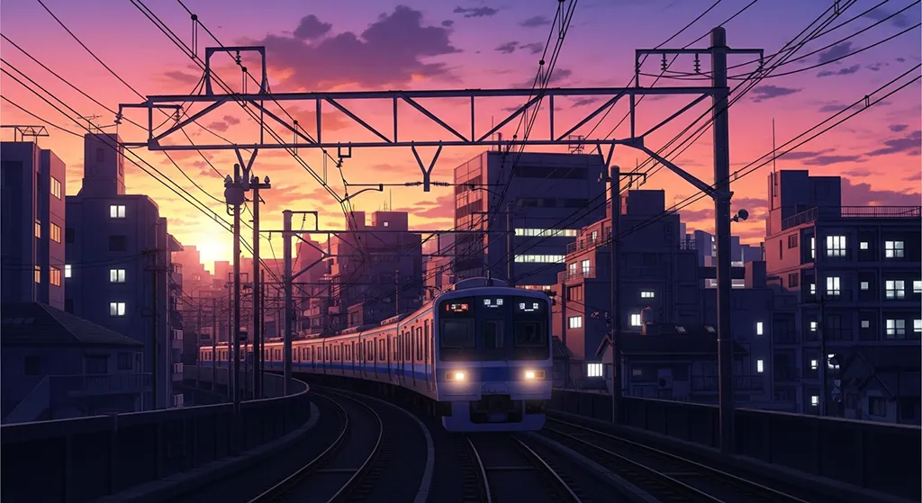 Stylish anime train desktop wallpaper, 4K ultra HD for laptop display