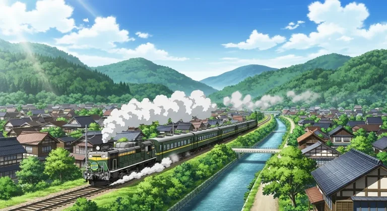 Aesthetic anime train 4K wallpaper for computer screen backgrounds