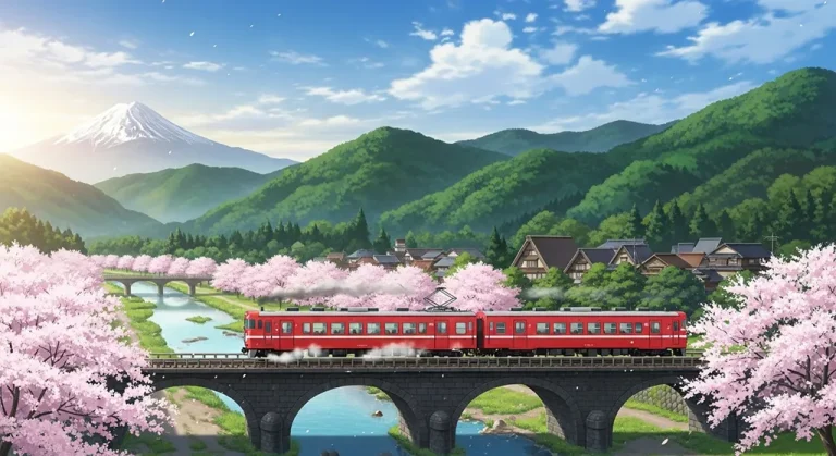 Aesthetic anime train ultra HD 4K wallpaper background for laptop display