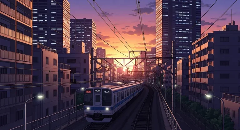 Japanese anime-inspired train wallpaper in 4K for PC and laptop monitors