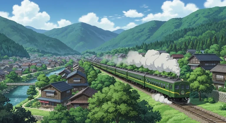 Japanese anime train wallpaper in 4K for desktop PC and widescreen laptops