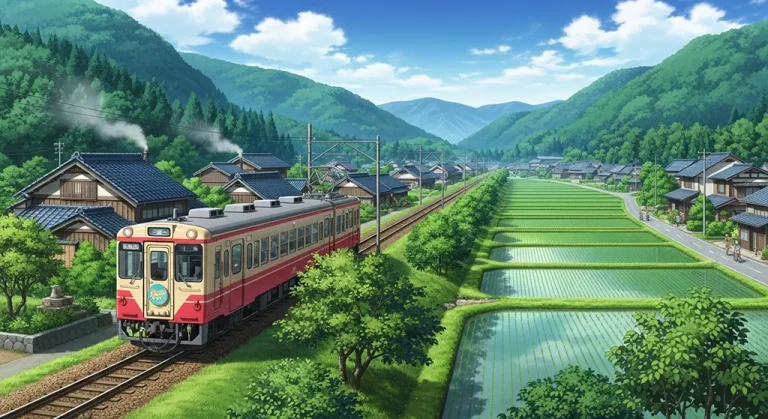 Japanese anime-inspired train wallpaper in 4K for PC and laptop monitors