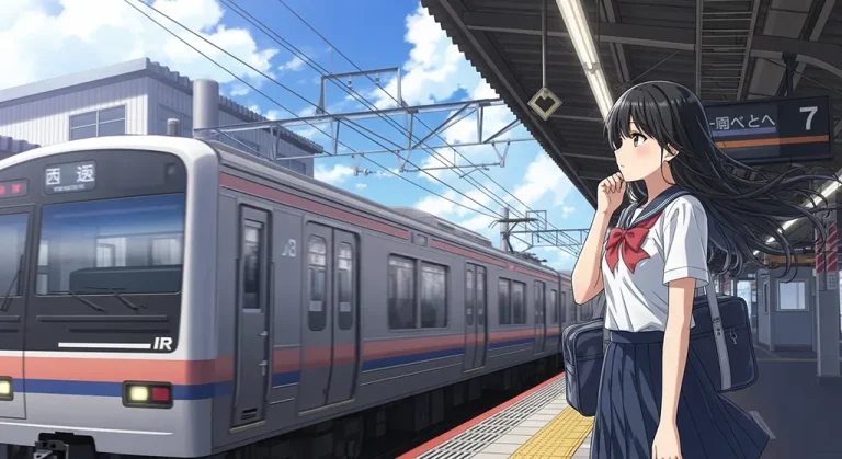 Anime train aesthetic wallpaper in 4K ultra HD for laptop and desktop screens