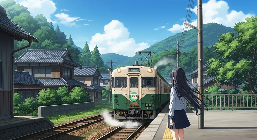 Anime railway 4K desktop wallpaper, perfect for PC and laptop use