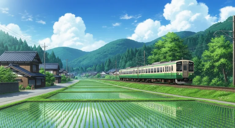 Anime train detailed 4K desktop wallpaper, high-resolution background image