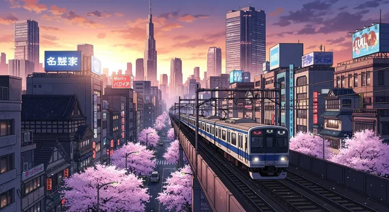 Anime train stylish 4K desktop wallpaper for laptop background display